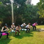 fitness class doing squats